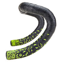 SUPACAZ Sticky Kush Star Fade Bar Tape Neon Yellow + Ano Black Plugs