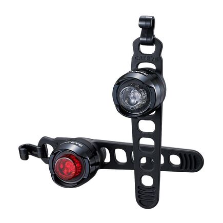 CATEYE Orb Rechargeable Front & Rear Light Set: Polished Black click to zoom image